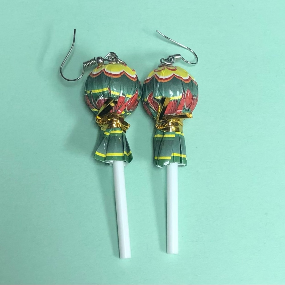 NEW Chupa Chups Lollipop Earrings Miniature Realistic Lollipops Green Watermelon